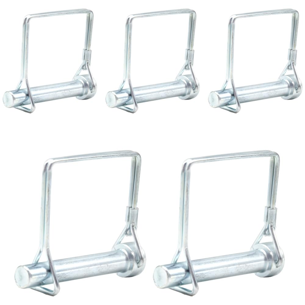 CEEYSEE 5Pcs Shaft Locking Pin 10mm Trailers Lock Hitch Lock Pin Zinc Plated Carbon Steel Round Loop Safety Wire Lock Pin Length 60mm for Farm Trailers Trolley Wagons Lawn Garden Towing(FX/10x60mm)