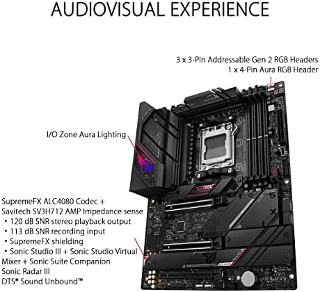 ROG STRIX B650E-E GAMING WIFI – Carte mère gaming AMD Ryzen AM5 ATX (16+2 phases d'alimentation, DDR5, 4 x M.2, PCIe 5.0, WiFi 6E, 2.5G LAN, USB 3.2 Gen 2x2 Type-C rear I/O port, Aura Sync RGB)