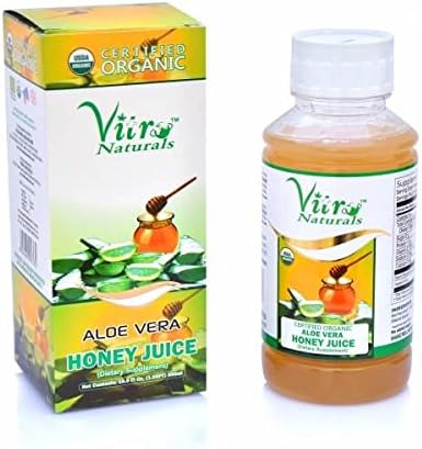 Vitro Naturals Aloe Vera Honey Juice USDA Certified Organic Dietary Supplement 16.9oz (1.05lb) 500ml