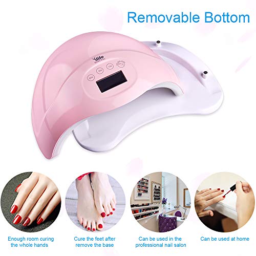 48W UV LED Nail Lamp for Both Hands, Portable Nail Dryer with 4 Timers,Automatic Sensor, LCD Screen,Gel Nail Polish Curing Lamp for Fingernails and Toenails,Pink