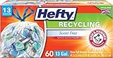 Hefty Recycling Tall Kitchen Trash Bags, Clear, 13 Gallon, 60 Count