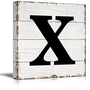 wall26 Canvas Wall Art English Letter Wood Background...