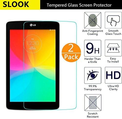 LG G Pad 7.0 Inch V400 Glass Screen Protector,[2 Pack]Slook(0.3mm 9H 2.5D) Tempered Glass Screen Protector Shield For LG G Pad 7.0 Inch V400 -2 Pack