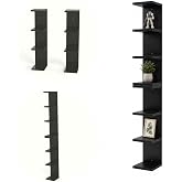 Boswillon 7 Tier Floating Wall Shelf Unit, Small Lack Display Shelf, Black | 4-Tier Set of 2, Narrow Wall-Mount Shelving, Wall Decor Shelf for Vanity Bedroom Living Room, 22.4 x 5.9 x 5.9 inches, Wood