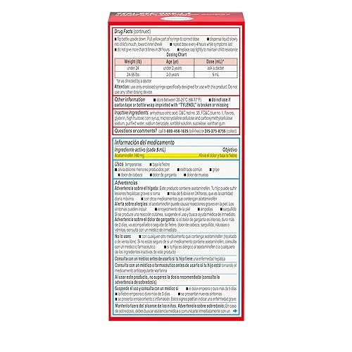 Tylenol Infants Liquid Pain Relief & Fever Medicine, Oral Suspension