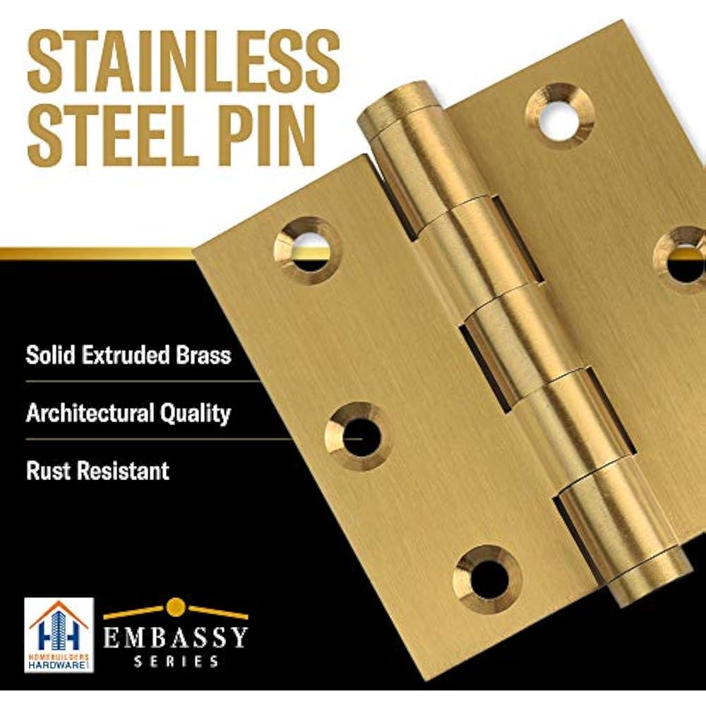 2 PK Door Hinges 3" X Extruded Solid Brass Satin US4 Finish Stainless Steel eBay