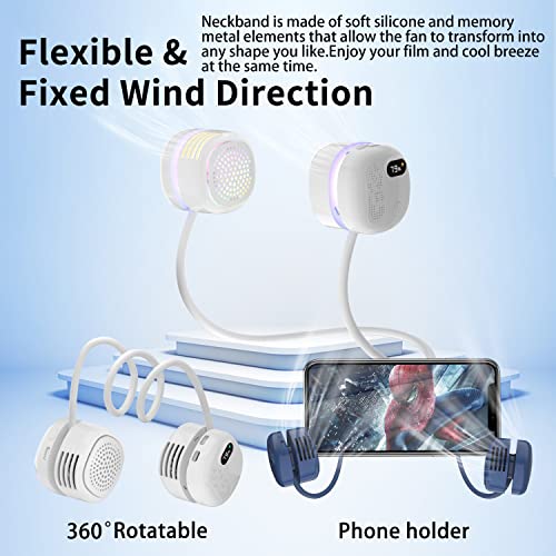 Portable Neck Fan, Foldable Personal Bladeless Fan,2000mAh Hands-Free ...