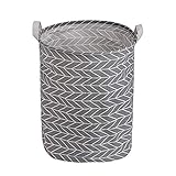 Toy Large Storage Bins, Folding Cylindric Waterproof of Coating Canvas Fabric Kids Laundry Basket/ Nursery Hamper - Toy Storage/Toy Box/ Toy Organizer