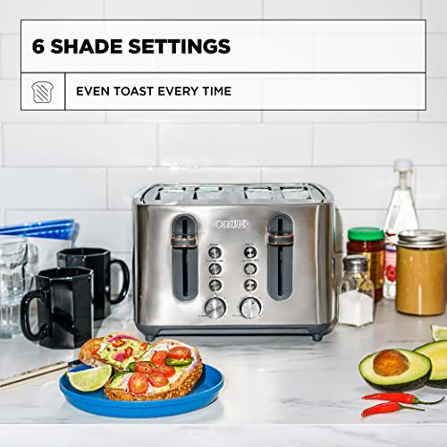 Crux 4Slice Toaster with Extra Wide Slots & 6 Setting Shade Control