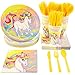 Juvale 144 Piece Unicorn Party Supplies (Serves 24 Guests) Plates, Napkins, Cups, Forks, Spoons and Knives