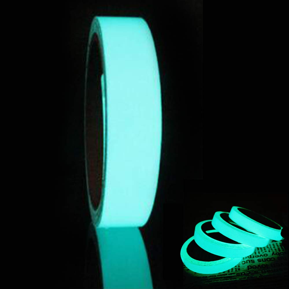 SACALA Luminous Tape for Bathroom and Stairs in Dark, Wall Decorative Sticker Fluorescent Tapes Self-Adhesive Blue-Green Glow in Dark Tape 30mm Wide 5m Length