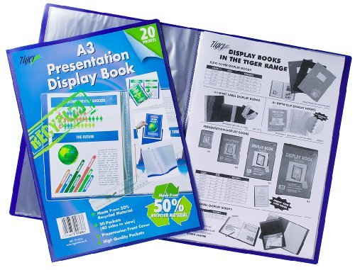 Eco-eco A3 Display Book With 40 Clear Pockets - 50% Recycled Plastic Presentation Folder