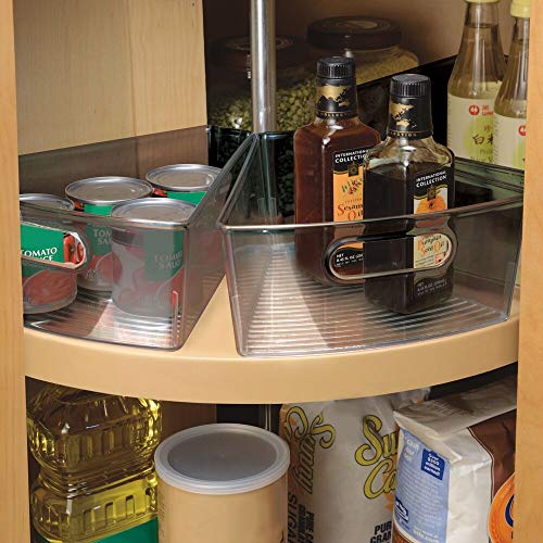 mDesign Kitchen Cabinet Lazy Susan Storage Organizer Bin with Front Handle - | eBay
