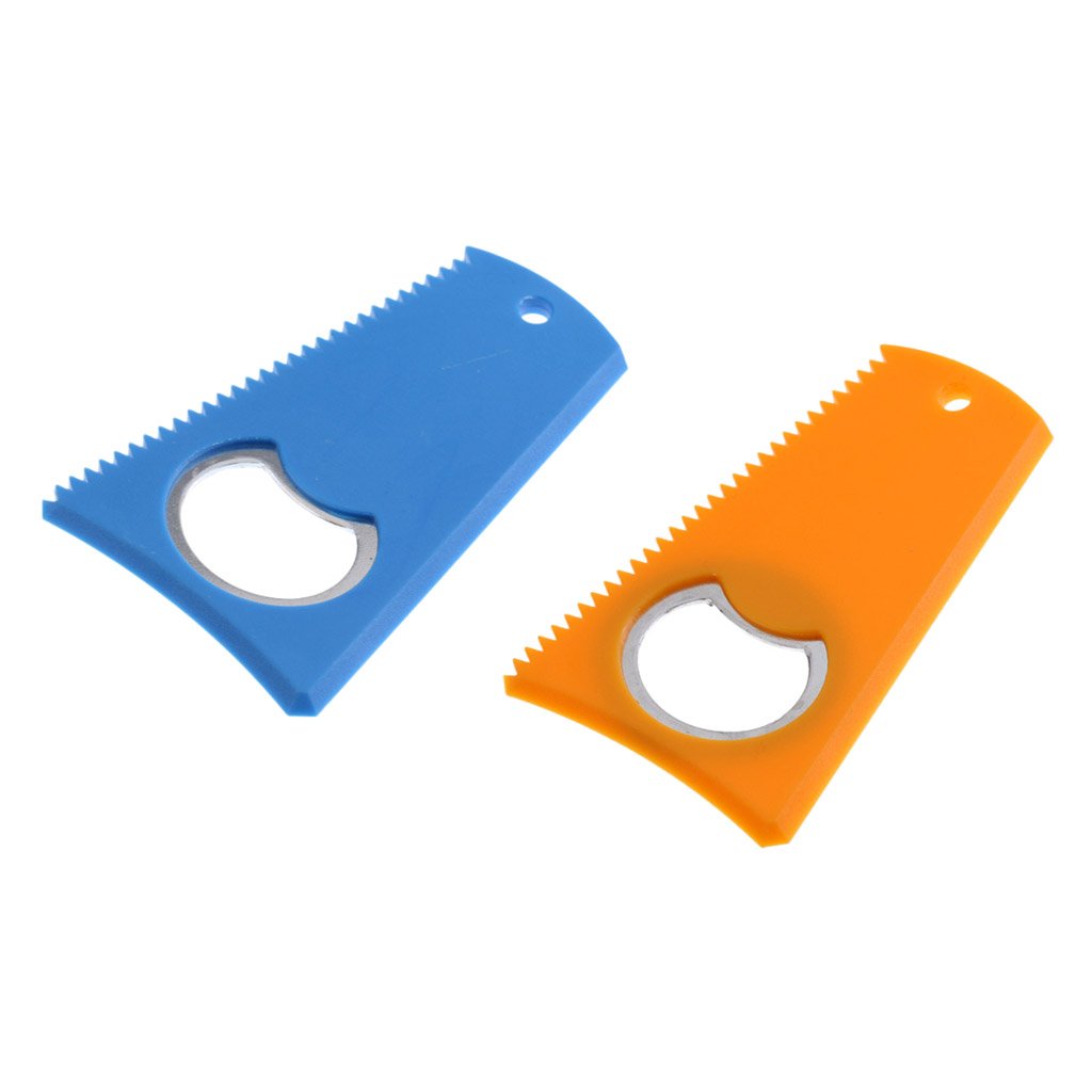 MagiDeal 2 Pieces Blue + Yellow 8 x 5.2cm Surfing Surfboard Wax Comb