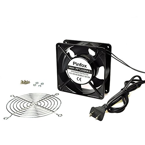Pinfox 110V AC High Speed Cabinet 1238 Cooling Fan, 120mm x 120mm x 38mm, 115V 120V Dual Ball Bearings for Incubator, Home Brewing (120mm x 120mm x 38mm)