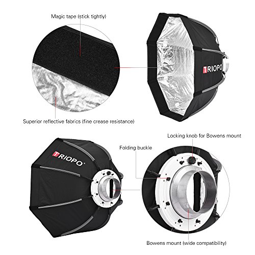 Andoer 55cm Faltbare 8-polige Octagon Studioblitz Softbox mit weichem Tuch Tragetasche Bowens Mount für Studio Strobe… – Bild 4