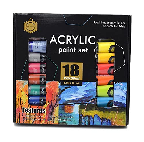 The Art Box 18pcs Acrylic Paint Set 30ml Each, Perfect for Canvas, Wood, Fabric, Leather, Cardboard, Paper, MDF and Crafts The Art Box 18pcs Acrylic Paint Set 30ml Each, Perfect for Canvas, Wood, Fabric, Leather, Cardboard, Paper, MDF and Crafts