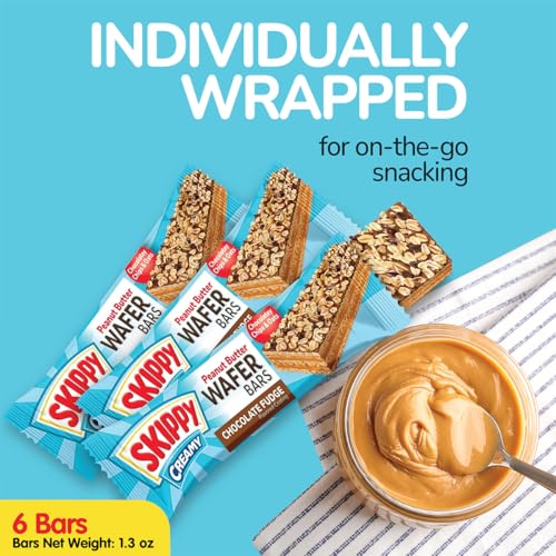 SKIPPY CREAMY PEANUT BUTTER AND CHOCOLATE FUDGE WAFER SNACK BAR, 1.3 OZ (36G)/BAR 6 CT