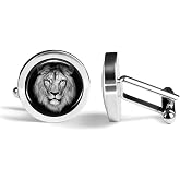 Lion Cufflinks Male Lion Cuff Links (Angled Elegance)