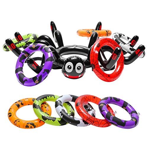 GROBRO7 11Pcs Halloween Inflatables Spider Hat Ring Toss Game Halloween Outdoor Party Favor Family Games Inflatable Toy Games Spider PVC Toys Multiplayer Games for Kids Adult - Thumbnail 7