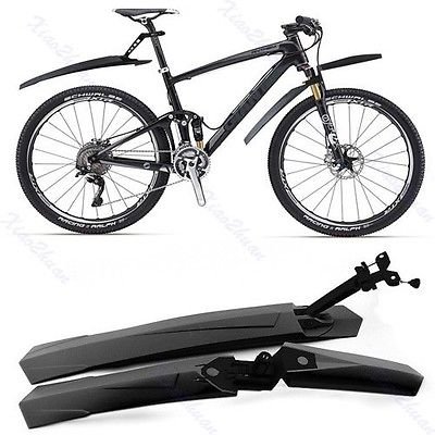 D-CLICK TM Mountain Bike Bicycle Road Tyre Tire Front & Rear Fender Set Mud Guard Mudguard (Black)