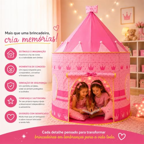 K-SELL IMPORTS, Barraca Infantil Cabana e Castelo da Princesa Rosa | Dobrável, Para Menina, Tenda Cabaninha