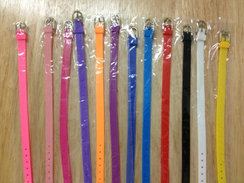 10pc Assorted Color 8mm Neon Color Silicone Band Bracelet for Slider Alphabet...