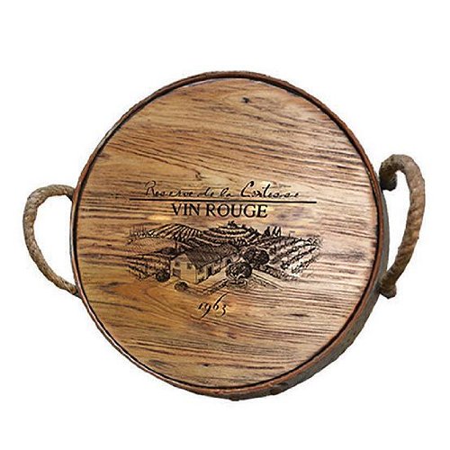 Rustic Wine Barrel Top Tray with Rope Handles Amazon.co.uk Kitchen & Home