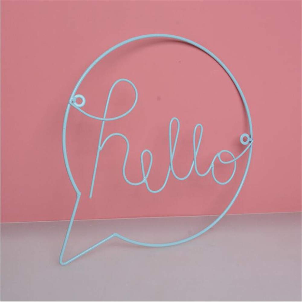 Sobotoo Metal Wire Wall Decor Blue Cut Out Letters Hello Word Wall Art For Gallery Wall