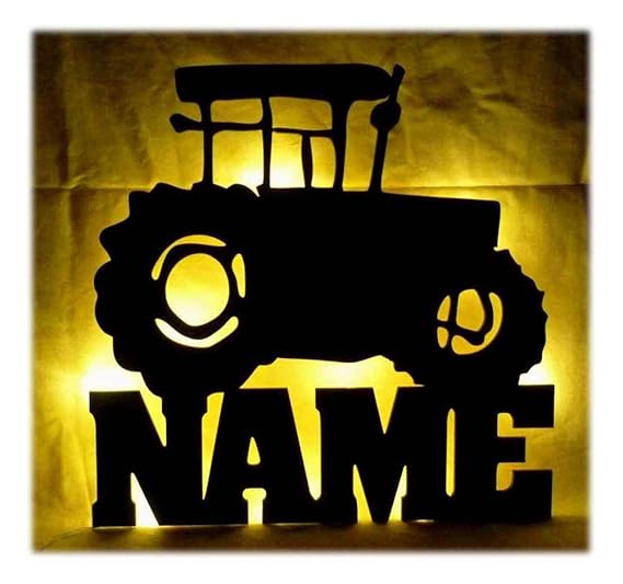 Schlummerlicht24 Led 3d Wand-Lampe Trekki Traktor Lampe mit Name, Geschenk Bauernhof Bauer Landwirte Jungs und Mädchen Gesche