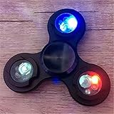 STRESS SPINNER LED Tri Fidget Finger Gyro Stress Reducer EDC ADHD Focus Toys High Speed for Killing Time(Black)