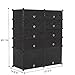 UNICOO - Multi Use DIY Plastic 10 Cube Shoe Rack,Organizer, Bookcase, Shoes Cabinet (2×5 Black with Black Doors)