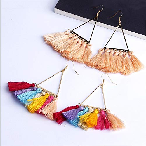 NEWITIN 20 Pairs Tassel Earrings Bohemia Fan Shape Drop Earrings for Women Girls