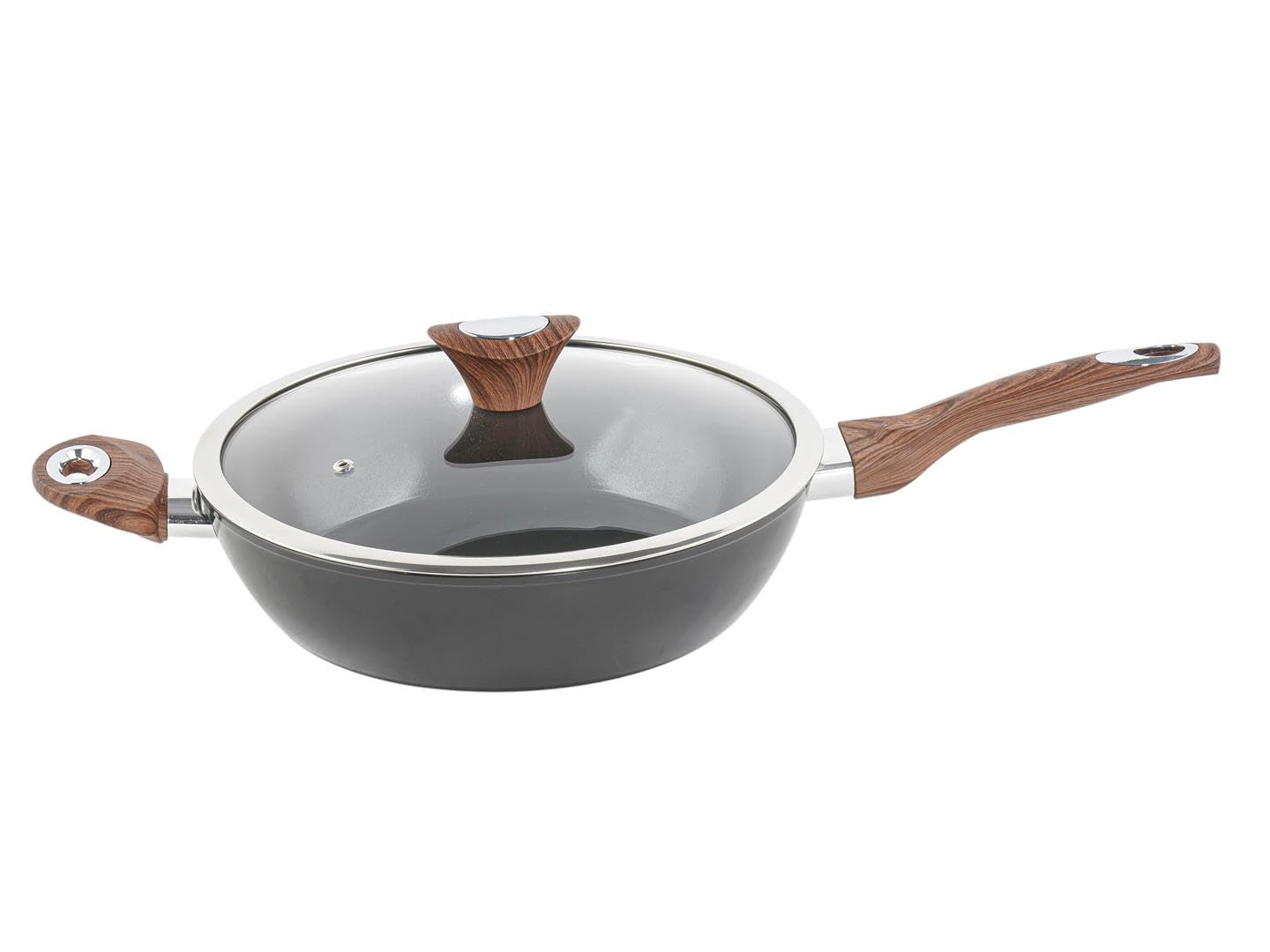 Phantom Chef 11" Deep Frypan 5 Qt Wok Aluminum Body NonStick Ceramic