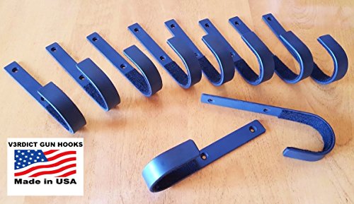 5 Gun KIT / (5 Pair Value Pack) - Gun Rack Shotgun Hooks Rifle Hangers, Wall Mount Gun Safe Storage Heavy Duty, Black, Mounting Screws & Instructions Included_AB