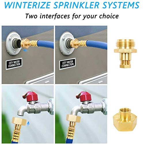 Jusen RV Antifreeze kit Sprinkler Adapter with ShutOff Valve, 12inch air Compressor Male and