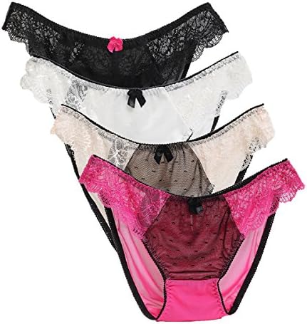 Vresqi Panties Underwear Breathable Sexy Low Rise Sexy Lace Lingerie Brief Hipster Panties For Women, 4 Pack (XXL-Large)