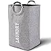 Large Collapsible Laundry Hamper Bag with Handles, 15 x 15 x 26 Inches Foldable Clothes Basket for Washing Storage