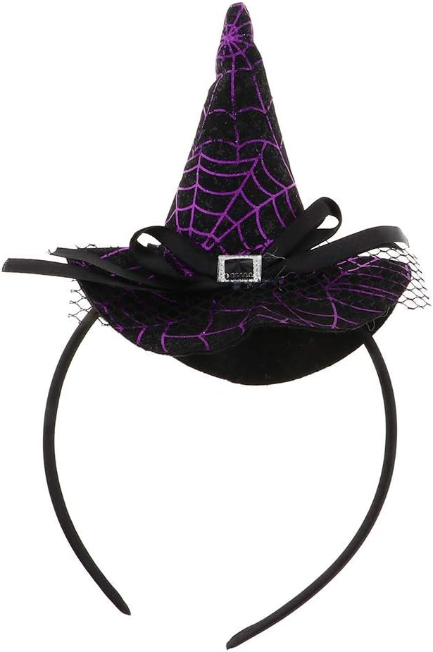 FRECI Halloween Headband Spider Witch Hat Head Piece Hair Band Accessory Party Cosplay Costume Favors Supplies - #3, Black, Medium: Toys & Games