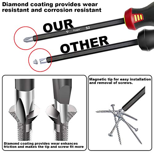 image for Magnetic Screwdriver Set 6PCS, Huepar Professional 3 Slotted and 3 Phi