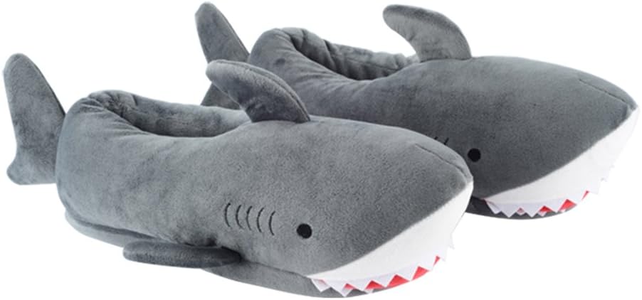Millffy Women's Cozy Fleece Wicky Shark Memory Foam House Slippers Chomping Shark Plush Slippers