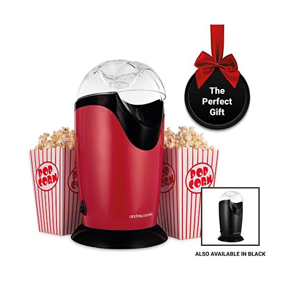 Andrew-James-Classic-Popcorn-Maker-Machine-8-Retro-Style-Popcorn-Boxes-Makes-Delicious-Low-Fat-Snacks-1200W-Red-Perfect-for-Parties-and-Film-Nights Andrew James Popcorn Maker Machine, Healthy Air Popper, Popcorn Machine with 8 American Cinema Style Boxes, 1200W…