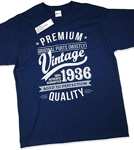 1936 Vintage Year - Aged to Perfection - 80th Birthday Gift / Present T-Shirt Mens Navy XL