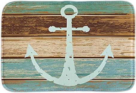 Wood Anchor Printed Doormat Soft Lightness Home Decorative Door Mats Indoor Outdoor Bathroom Rug Floor Mats Short Plush Fabric 16"x23.6"Inch