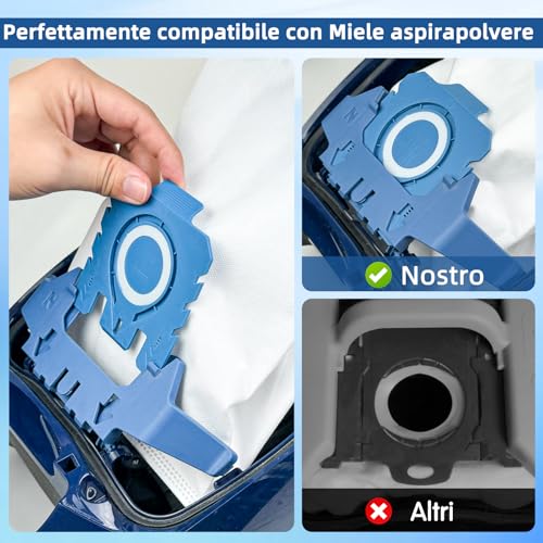 12 Bags for Miele GN Vacuum Cleaner Bags Classic C1 Complete C2 C3, S2 S5 S8 Series 3D Efficiency Dust Bag with 4 Motor Protection Filter, 4 Exhaust Filter 9917730 10123210
