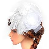 Lanzom® Women Chic Fascinator Hat Cocktail Wedding Party Church Headband Headwear (White)