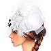 Lanzom® Women Chic Fascinator Hat Cocktail Wedding Party Church Headband Headwear (White)