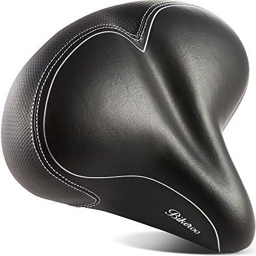 Bikeroo Oversized Comfort Bike Seat Most Comfortable Replacement Bicycle Saddle - Universal Fit for Exercise Bike and Outdoor Bikes - Wide Soft Padded Bike Saddle for Women and Men
