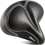 Oversized Comfort Bike Seat – Most Comfortable Replacement Bicycle Saddle – Universal Fit for Exercise Bike and Outdoor Bikes – Suspension Wide Soft Padded Bike Saddle