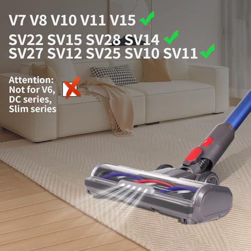 FEVORCS Brush Compatible with Dyson V7 V8 V10 V11 V15 Vacuum Cleaner Accessory Floor Nozzle with 5 Front Lights Wide 26cm